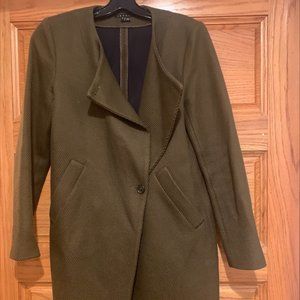 Theory Wool Coat - Olive Green - Size Small
